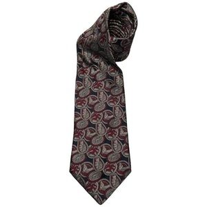 Romeo Gigli Men’s Maroon Red Black Gray Medallion Chess Piece Silk Tie